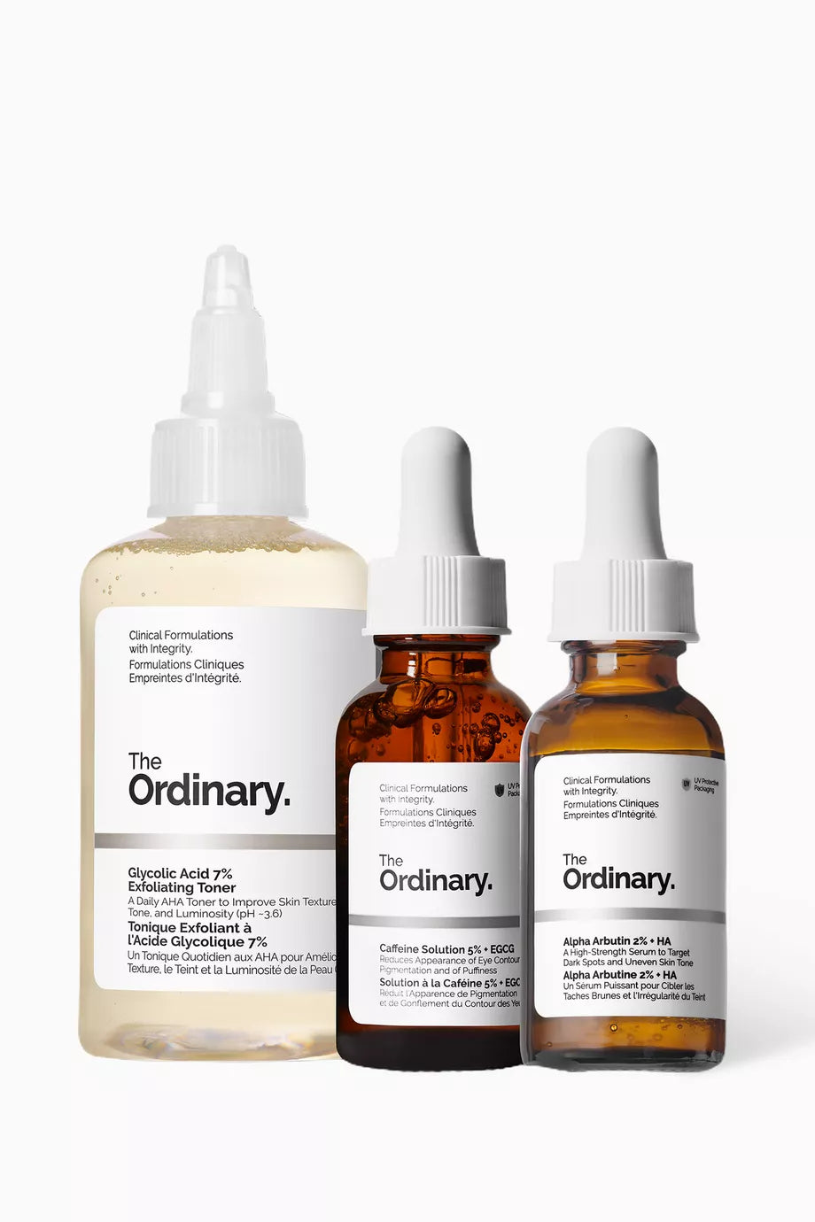 The Ordinary 3-Piece Face Serum Set Peeling Solution 1x30, Toning Solution 1x240, Hyaluronic Acid 1x30ml
